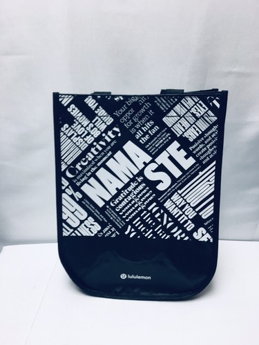Lululemon Reusable Shopping Gift Bag Namaste Yoga Black White Tote 12" - Picture 7 of 8