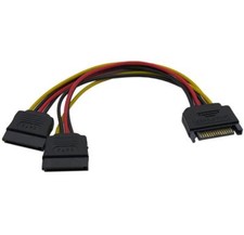 10pcs/lot High Quality 15 Pin SATA Male to 2 SATA Splitter Female Power Cable