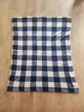 Parents Choice Plaid Blue White Buffalo Check  Baby Blanket Walmart Fleece Euc