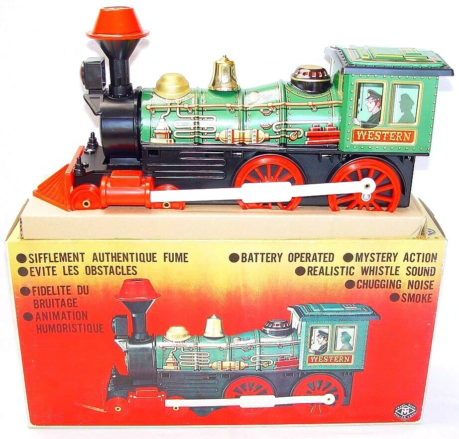 Train locomotive tôle. MODERN TOYS TRADE MARK Western. années 60. Japan Tôleémaillée