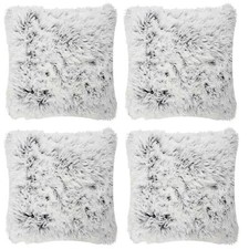 4 x Faux Fur Cushion Covers Soft & Cuddly 43x43cm Long Pile High Quality