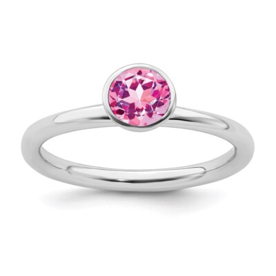 #ad Sterling Silver Stackable Expressions High 5mm October Swarovski Ring $30.51