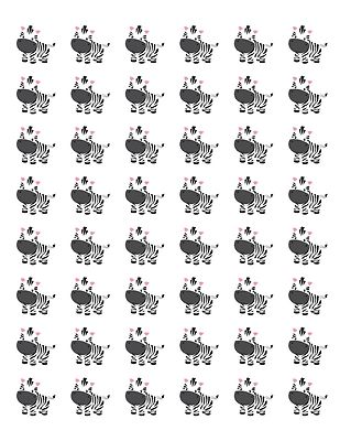 48 Cute Zebra Envelope Seals & Stickers - 1.2" Round Labels For Crafts & Mail