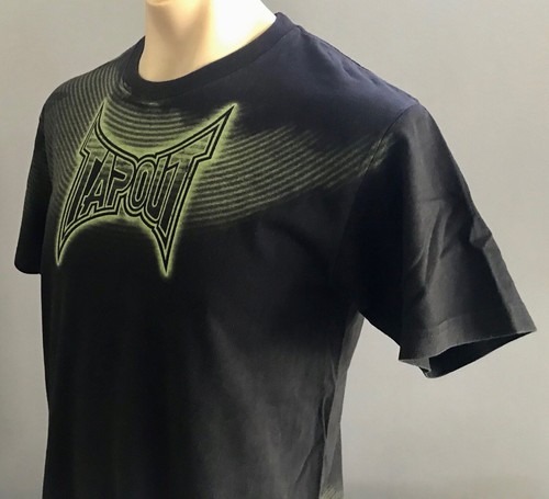 Mens T-Shirt TAPOUT Black Green Logo Graphics Tee Size M Crew Neck MMA Fans - Picture 5 of 9