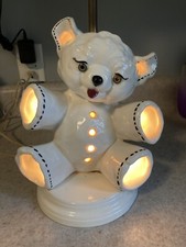 Vintage Ceramic Teddy Bear Nursery Light Lamp NO SHADE Tested  Works