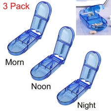 3 Pack Pill Cutter For Small Pills Tablet Storage Splitter Case with Blade Guard
