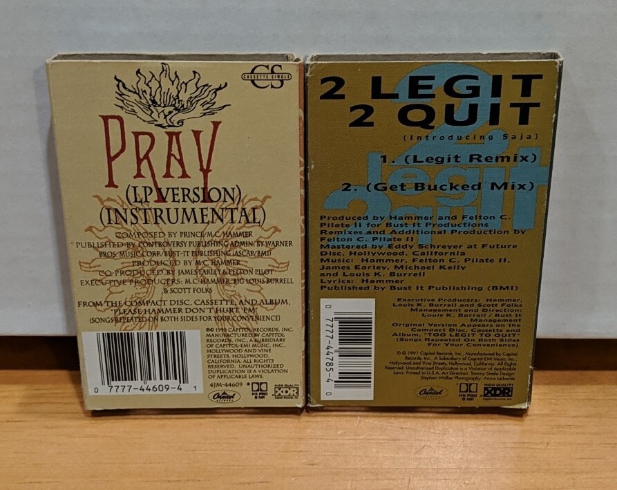 Lot 2 M C Hammer Cassette Singles: Pray, 2 Legit 2 Quit ~ VERY GOOD! | eBay