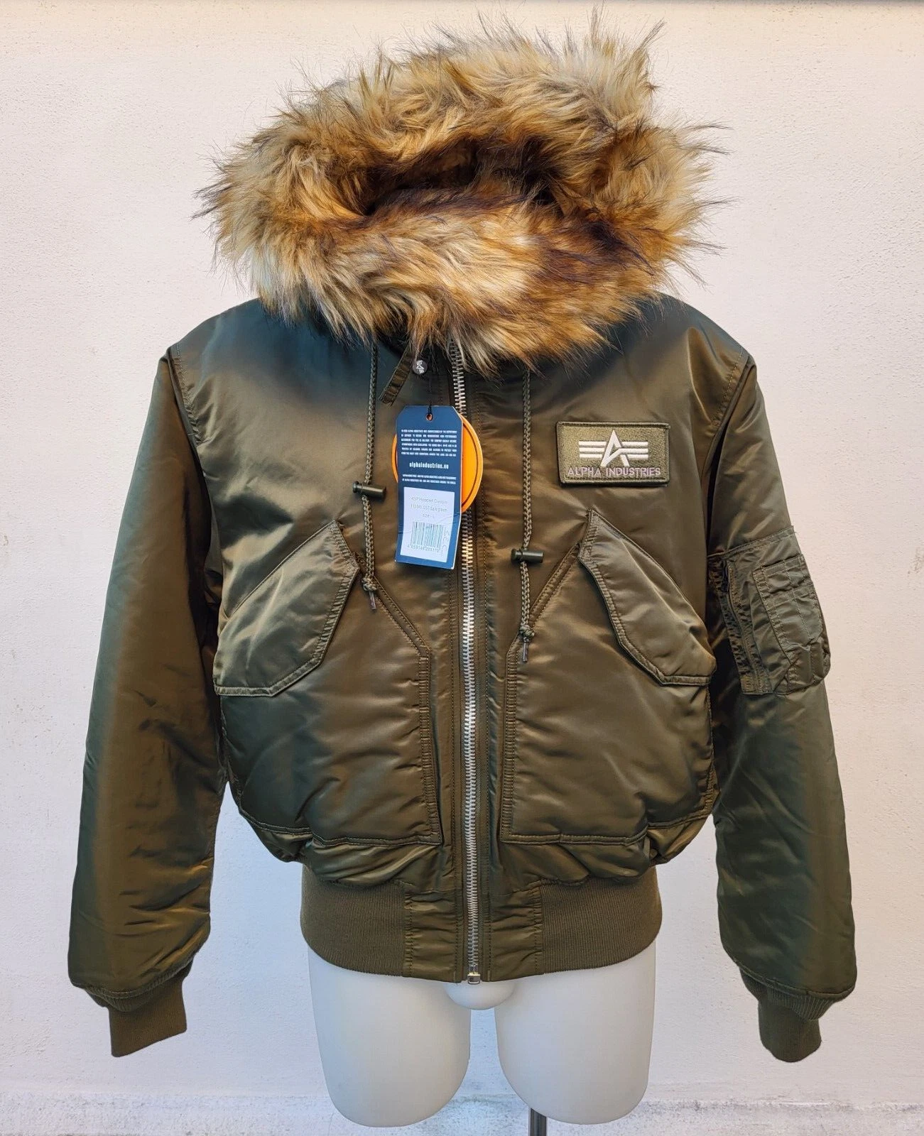 CANADIAN Alpha Industries 45P Hooded Custom Green Dark SIZE L Bomber (PANINARO)