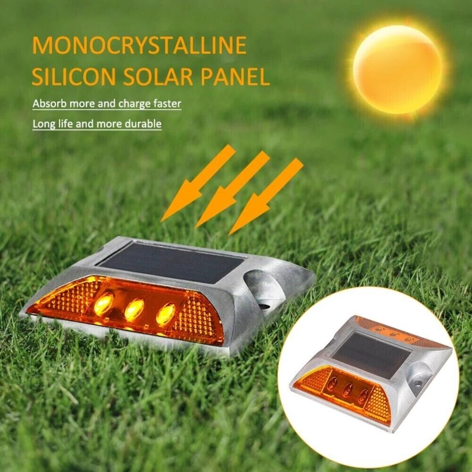 Outdoor Solar Square Aluminum Road Stud Light LED Flashing Blinking and Off - Image 3 of 4