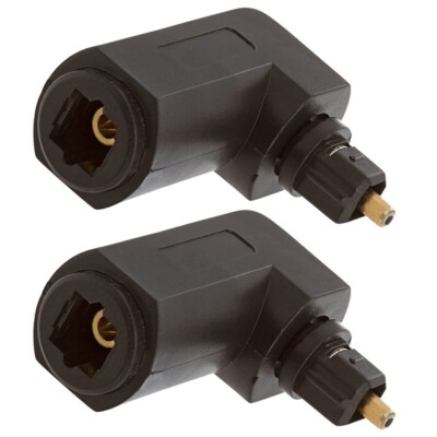 2x Toslink Female to Male 360 Degree Right Angle Fibre Optic Audio Cable Adapter