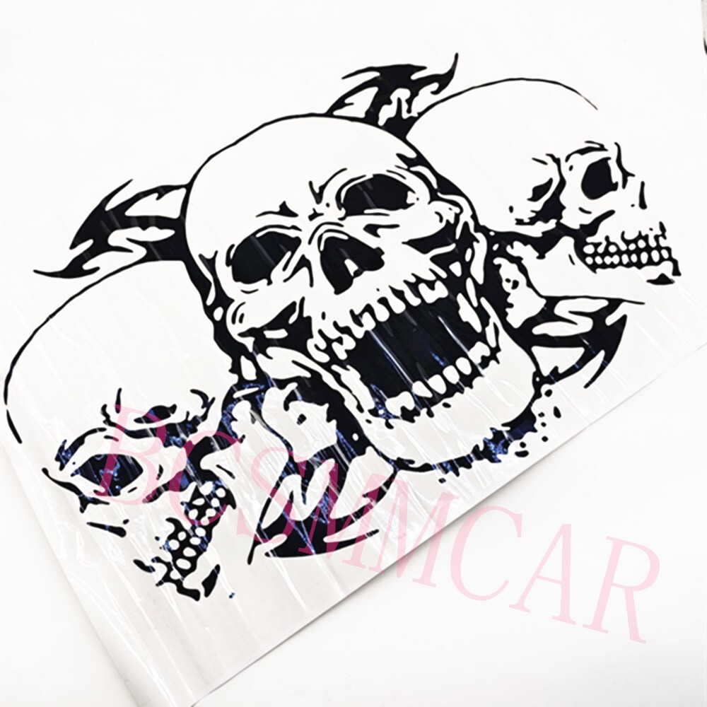 Car Body Hood Stickers Triple Skull Graphics Decals Racing Trim Decore Vinyl