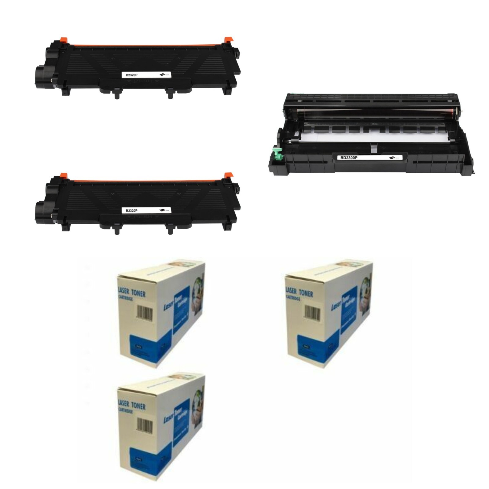 2 x Toner for Brother HL-L2365DW TN2320 Cartridge DR2300 Drum x 1 Compatible