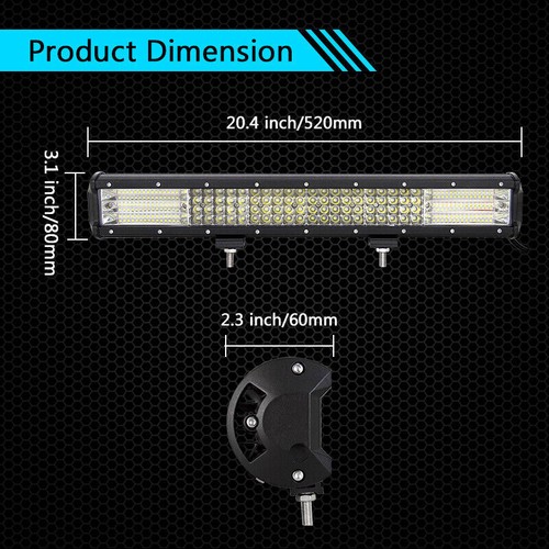 20 inch 9D 510W Quad Row Led Work Light Bar For Truck Off road Car 4X4 ATV 6000K - Picture 3 of 10