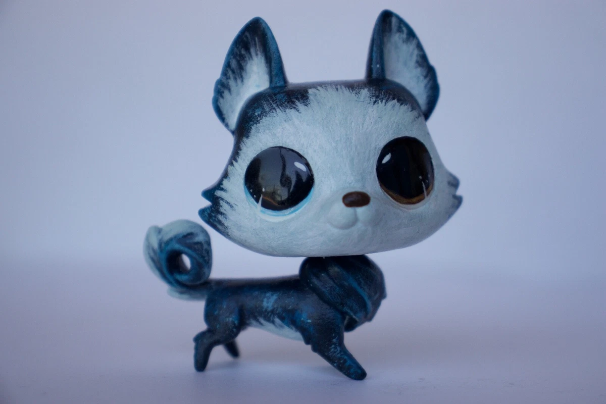 Lps Littlest Pet Shop Hand Painted Custom Husky Dog Navy Blue