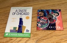 2 Vintage UNITED AIRLINES Buttons - A TASTE OF CHICAGO
