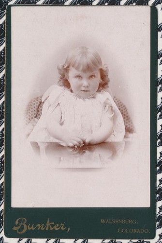 Cabinet Card Antique Photo Cute Little Girl Mirror Table Bunker Walsenburg CO - Picture 3 of 6