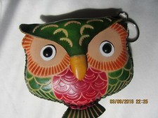 CUTE LEATHER COIN POUCH WITH KEY RING.MADE IN USA, HANDMADE.