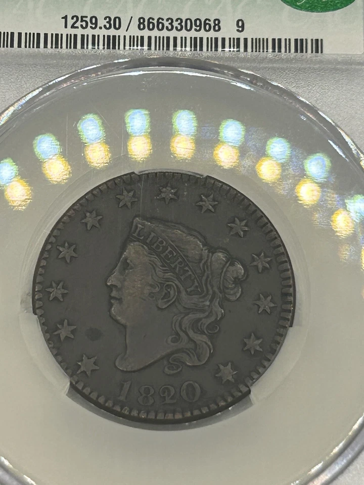 CAC Certified VF-30 BN 1820/19 Coronet Large Cent! Only 1 Finer In CAC Pop! Rare - Image 4 of 4