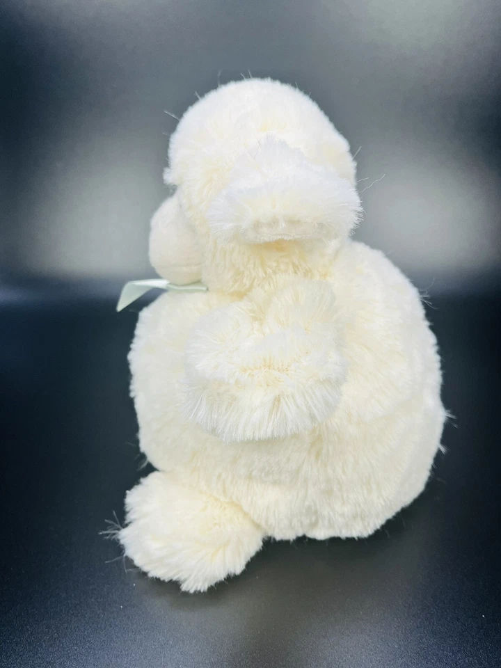 Bearington Baby Lamb Sheep Plush Green Bow Beanbag Stuffed Animal Toy 7” Spring - Image 4 of 4