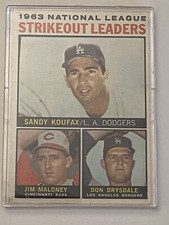 Topps 1963 National League Strikeout Leaders Sandy Koufax Baseball Card