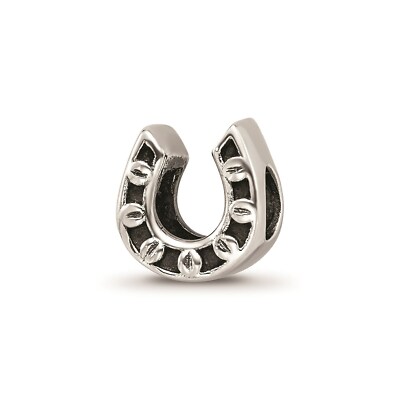 Reflection Beads Sterling Silver Antique Finish 2-Sided Good Luck Horseshoe Bead