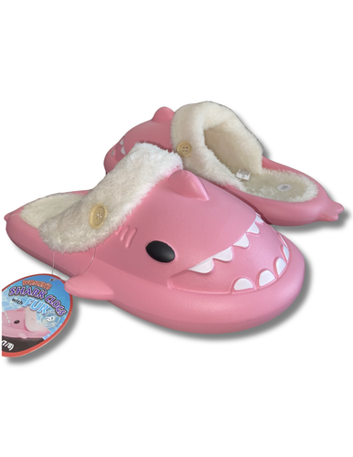 Damen Hai Pantoletten mit Fellfutter - kuscheliger Plüsch, süße Slipper Weihnachten - Bild 12 von 21