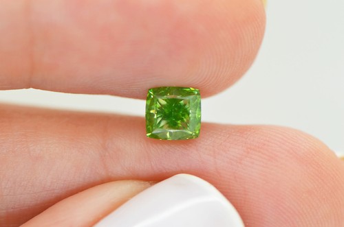 Cushion Shape Diamond Fancy Green Color Loose Certified Enhanced 1.32 Carat VVS2 - Picture 6 of 8