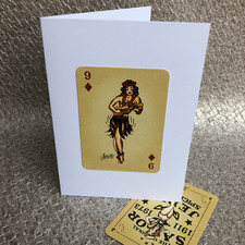 Sailor Jerry Rum Vintage Playing Card -  Blank Greetings Card - Nine of Diamonds