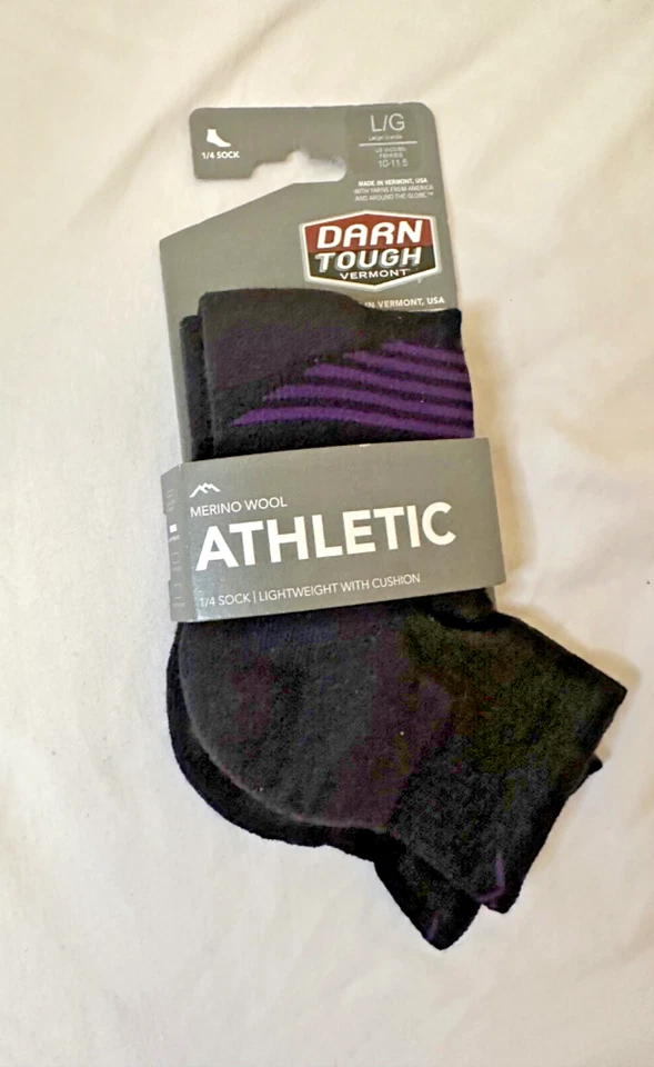 Calcetines deportivos Darn Tough 1/4 para mujer talla L (10-11,5) 1107 negros LW EE. UU. Foto 2 de 4
