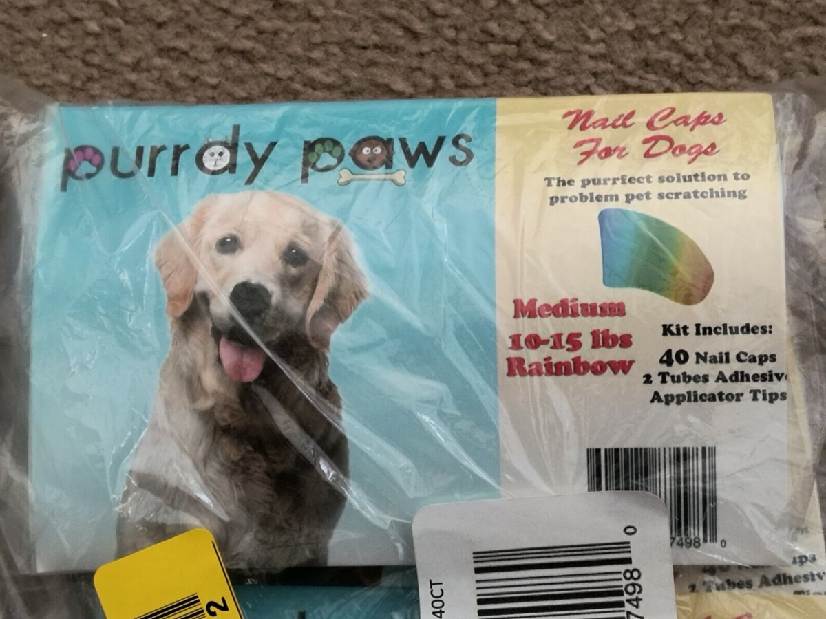 200 Purrdy Paws Soft Dog Nail Caps Rainbow Combo Adhesive