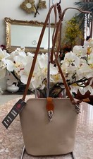 Nwt Vera Pelle Beige Brown Genuine Leather Small Crossbody, Made In Italy,  $155