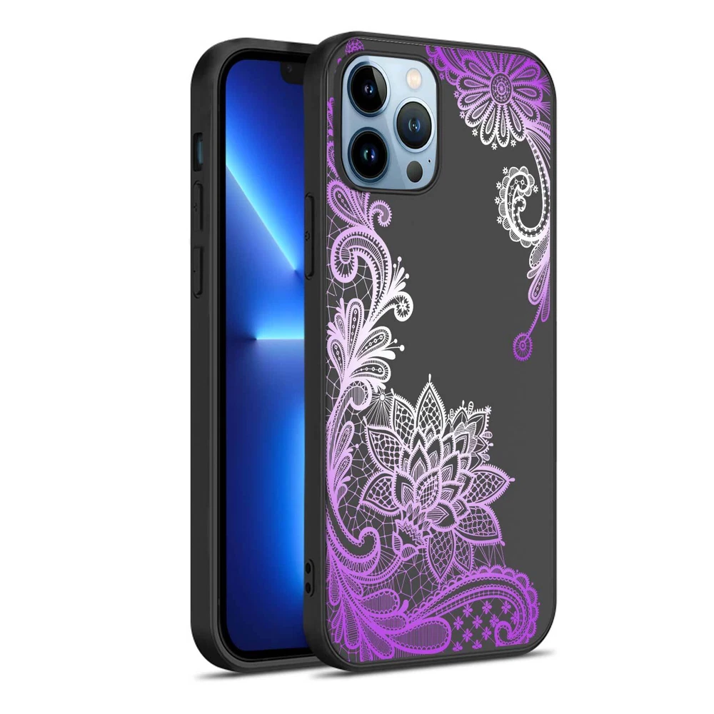 Phone Case For Apple iPhone 14 Pro Max 13 12 15 Flower Lace Protective TPU Cover