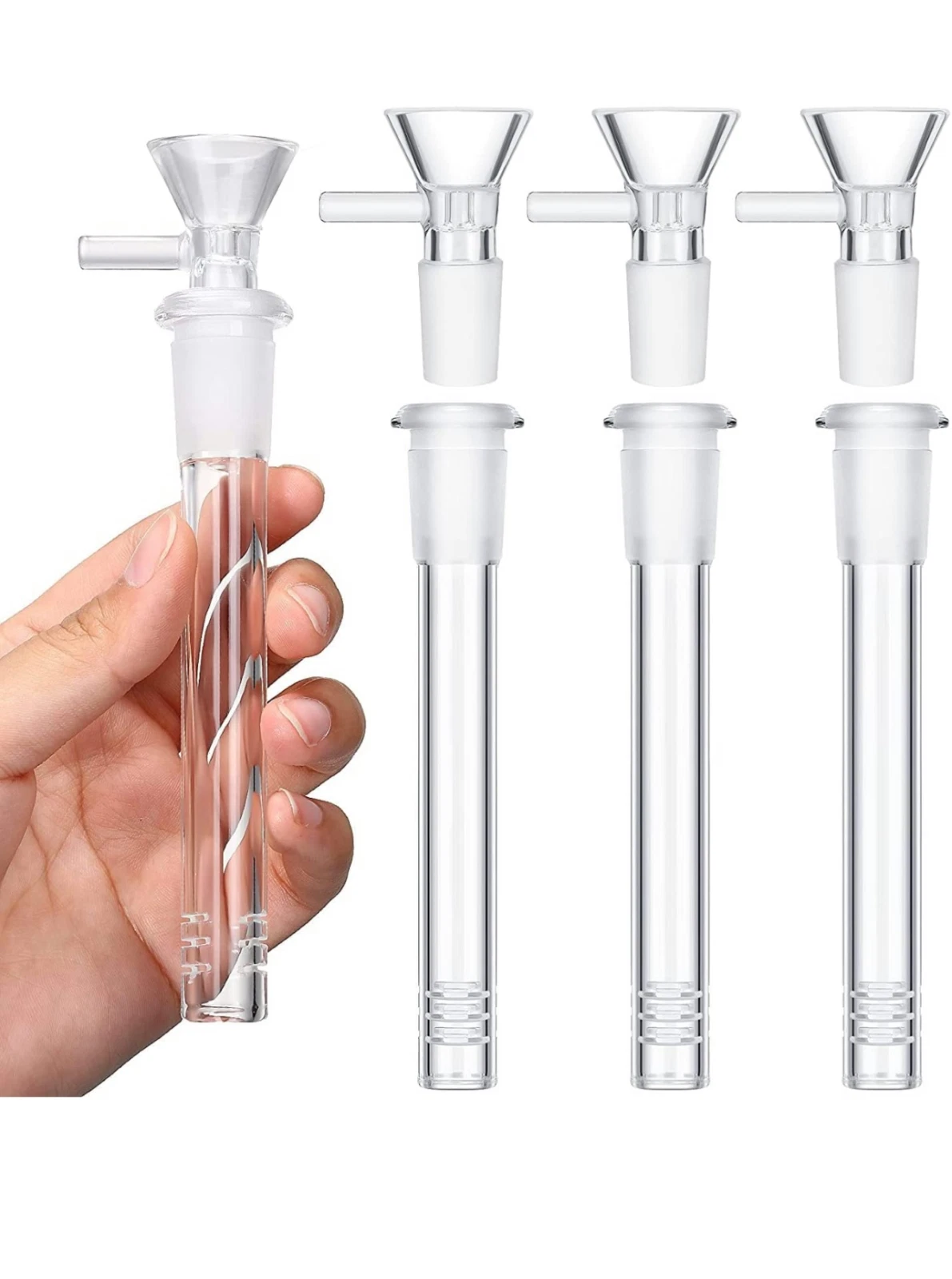 4Pack 4.5'' Hookah Water Smoking Pipe Glass Bong Downstem with 14mm Male Bowl - Picture 1 of 6