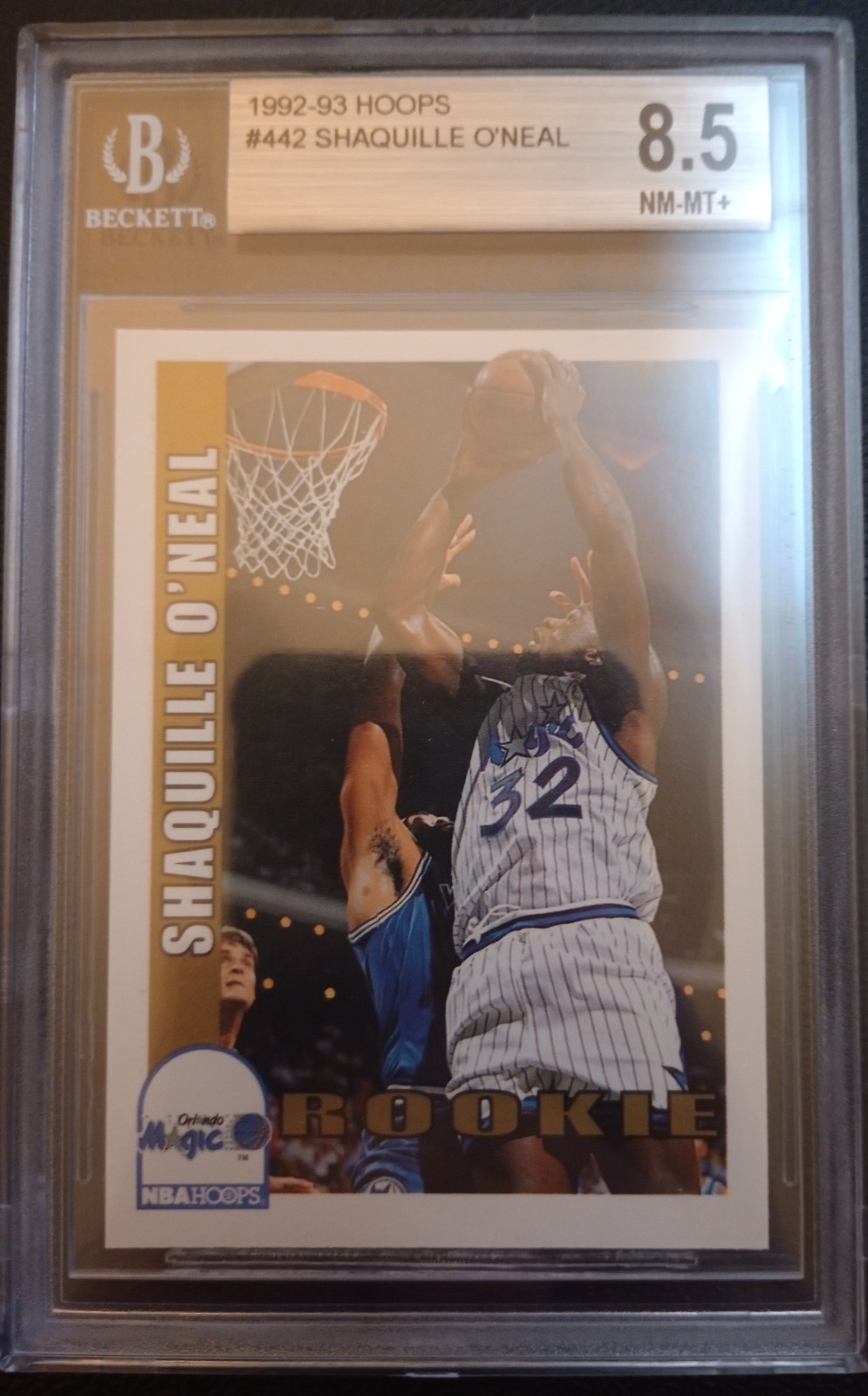 1992-93 Hoops #442 Shaquille O'Neal Magic Rookie RC - BGS 8.5