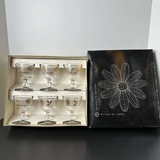 Vintage Libby Hostess Glassware Frosted Gold Leaf Champagne Glasses Set of 6