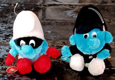Smurfs - Vintage 1983 Plush Set with Tags - Masked Smurfer  Police Smurf