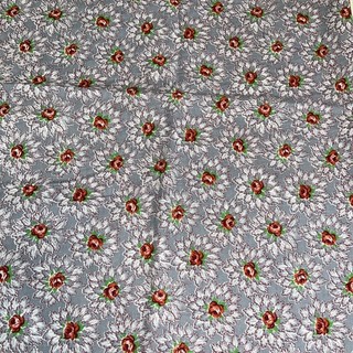 Vintage Feedsack fabric flour light lavender white coral burnt umber flowers