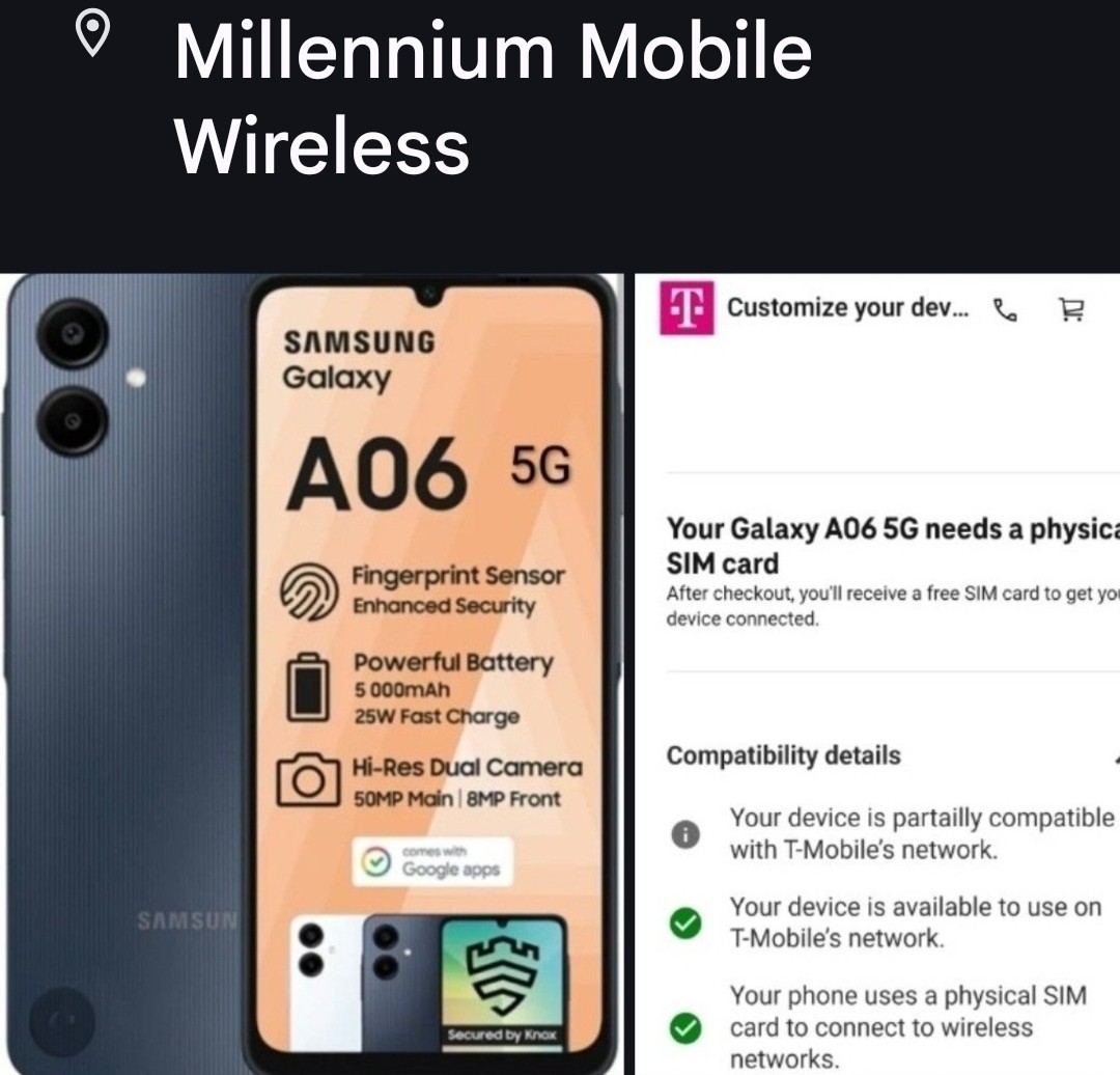 SAMSUNG Galaxy A06 5G 2025 | 128GB GSM Unlocked T-Mobile/Met