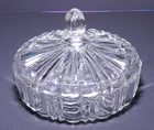 Vtg. Anchor Hocking Fire King Clear Glass Round OLD CAFE Candy Dish/Lid
