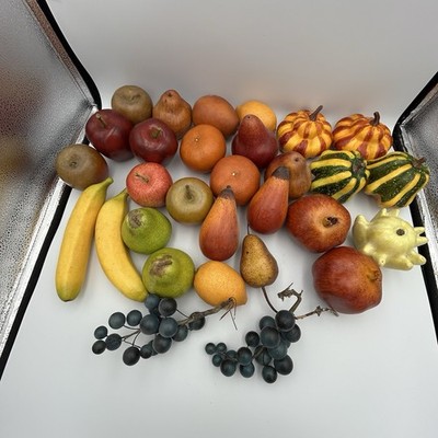 Big Bundle Of Fruit & Veggies Realistic Hard Plastic Farmhouse Decor -30 Pieces