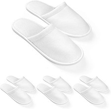 4 Pairs White Non-Slip Disposable Slippers,For Guests,Travel,SPA, RESUABLE
