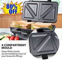 2026 2 Slice Sandwich Toaster Electric Deep Fill Toastie Maker Non-Stick AAA