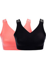 Rhonda Shear 2-pack Lace Back Bra w Removable Pads Blk/Coral Pink