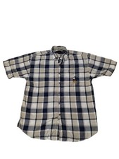 Vtg Disney Store Short Sleeve Plaid Button Up Embroidered Mickey Mouse Men Large