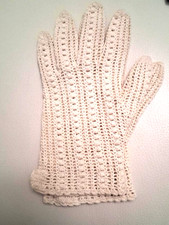 WOMENS ARTISAN HAND MADE CROCHET COTTON GLOVES Sz 7 FROM ITALY