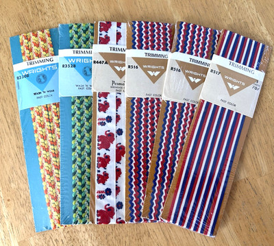 Lot 6 Vintage NEW/SEALED Wrights Trimmings Sewing Crafts