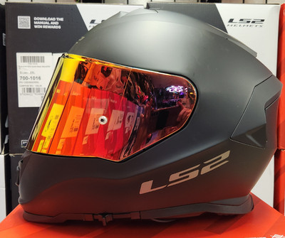 LS2 ASSAULT FF800 MOTORCYCLE HELMET LID + SUNSET RED SHIELD INCLUDED BLACK SMALL