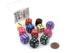 Case of 12 Deluxe Opaque 16mm Round Edge Dice - Assorted Colors