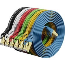6 PCS 7FT Cat7 Flat Shielded Ethernet Patch Cable Highest Speed Network