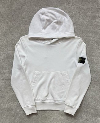 Stone Island Junior Hoodie Abzeichen Logo weiß Kinder klein 7-8 Jahre sehr guter Zustand UVP 160 £